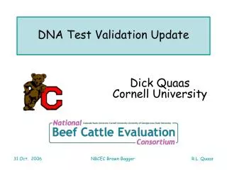 DNA Test Validation Update