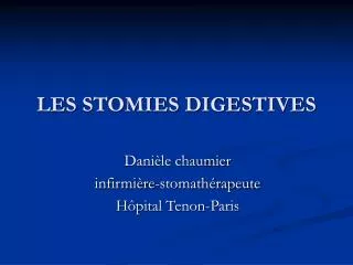 les stomies digestives