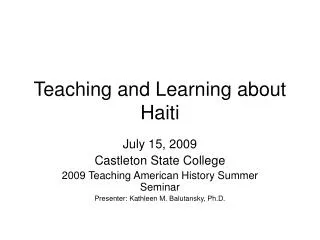 Teaching and Learning about Haiti