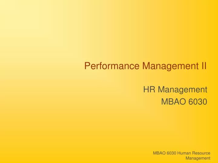 performance management ii