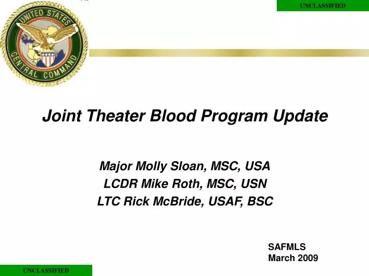 joint theater blood program update