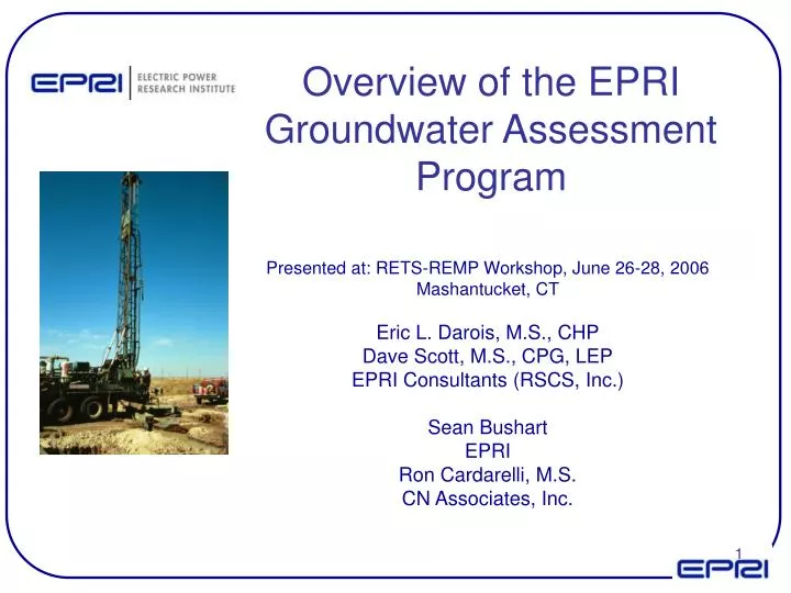 overview of the epri groundwater assessment program