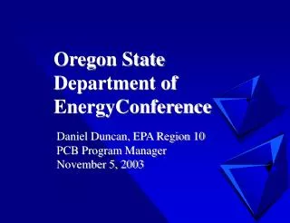 Oregon State Department of EnergyConference