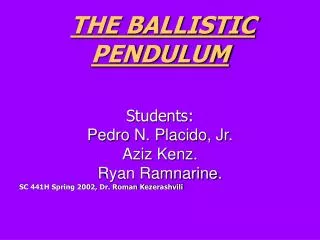 THE BALLISTIC PENDULUM