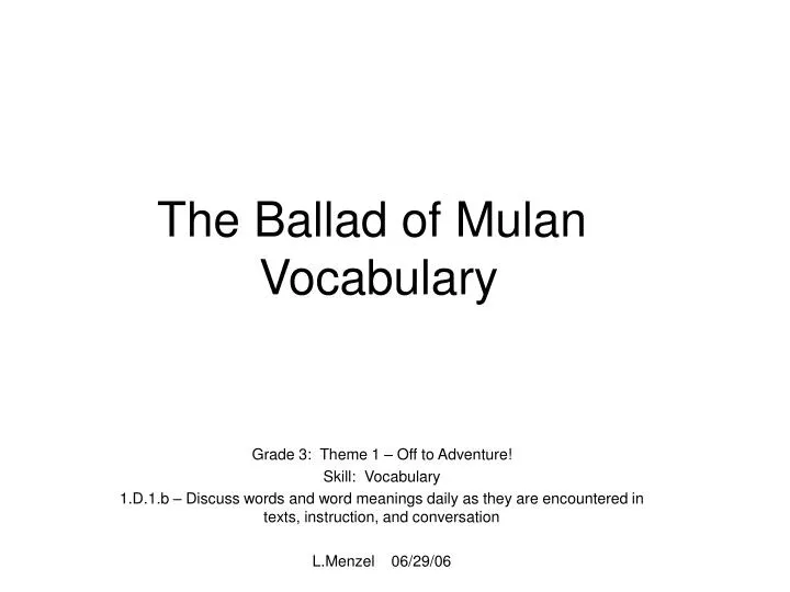 the ballad of mulan vocabulary