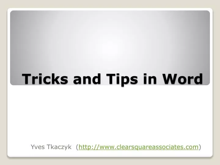 tricks and tips in word