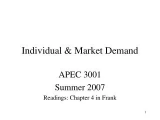 Individual &amp; Market Demand