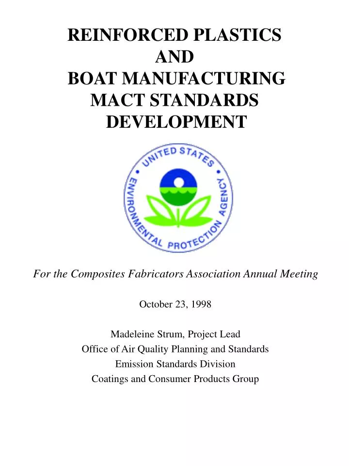 reinforced plastics and boat manufacturing mact standards development