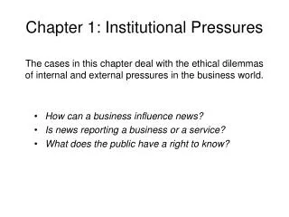 Chapter 1: Institutional Pressures