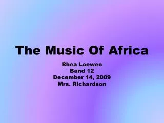 The Music Of Africa