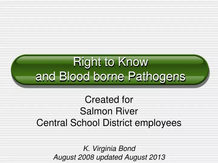 right to know and blood borne pathogens