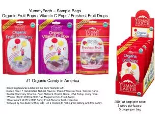 YummyEarth – Sample Bags Organic Fruit Pops / Vitamin C Pops / Freshest Fruit Drops