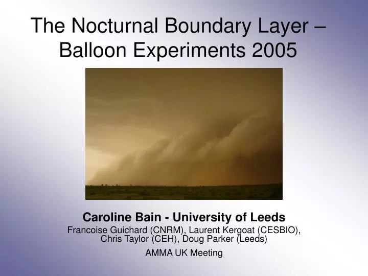 the nocturnal boundary layer balloon experiments 2005
