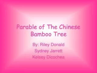 Parable of The Chinese Bamboo Tree