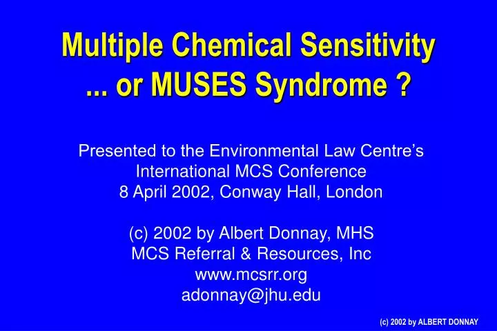 multiple chemical sensitivity or muses syndrome