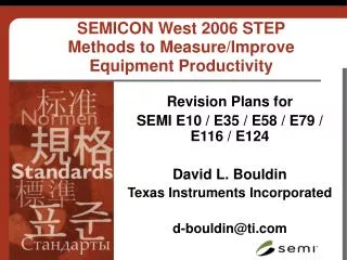 SEMICON West 2006 STEP Methods to Measure/Improve Equipment Productivity