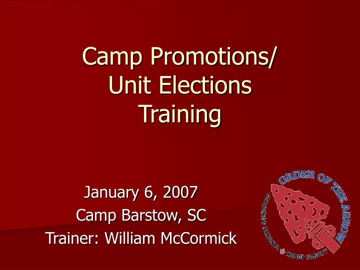 camp promotions unit elections training