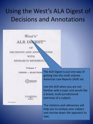 Using the West’s ALA Digest of Decisions and Annotations