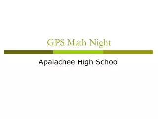 GPS Math Night