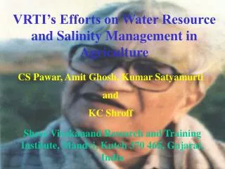 VRTI’s Efforts on Water Resource and Salinity Management in Agriculture