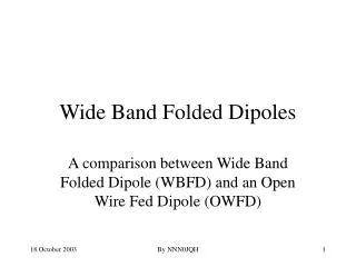 Wide Band Folded Dipoles