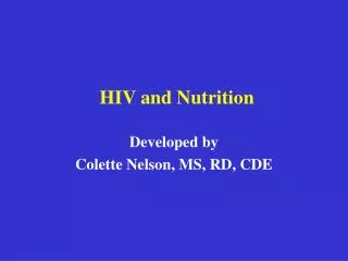 HIV and Nutrition