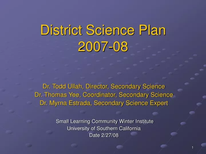 district science plan 2007 08