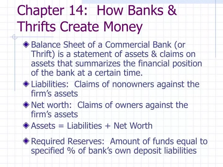 chapter 14 how banks thrifts create money