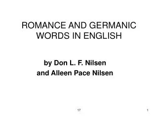 ROMANCE AND GERMANIC WORDS IN ENGLISH
