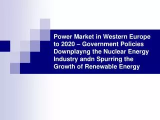 power market in western europe to 2020