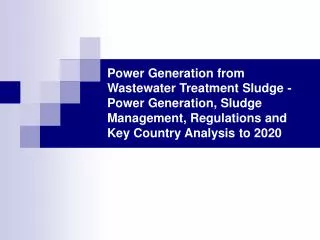 power generation from wastewater treatment sludge