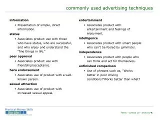 commonly used advertising techniques