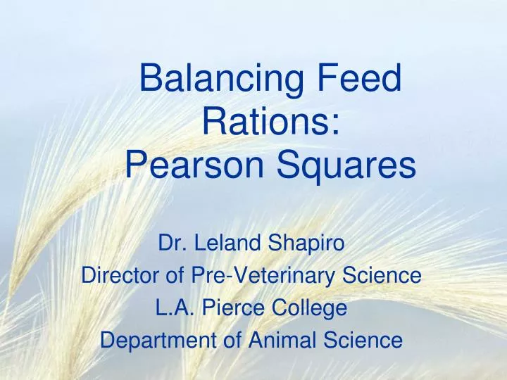 balancing feed rations pearson squares