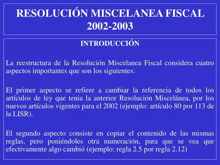 resoluci n miscelanea fiscal 2002 2003