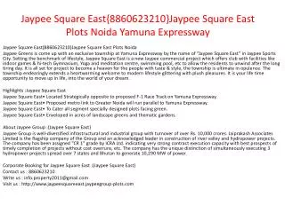 jaypee square east{8860623210}jaypee square east plots yamun