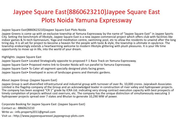 jaypee square east 8860623210 jaypee square east plots noida yamuna expressway