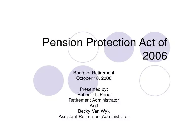 pension protection act of 2006