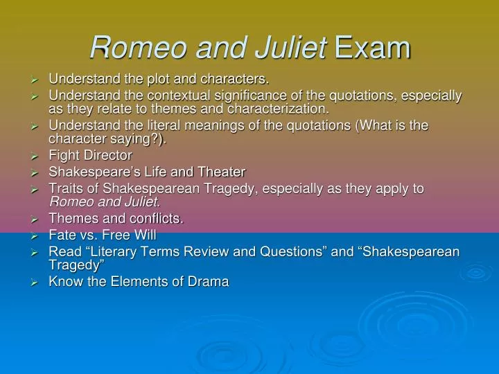 romeo and juliet exam