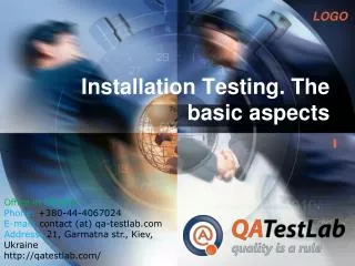 installation testing. the basic aspects