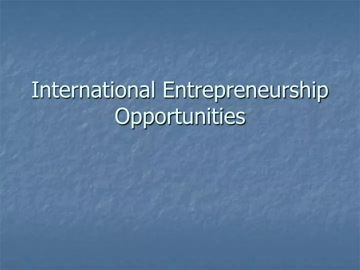 international entrepreneurship opportunities