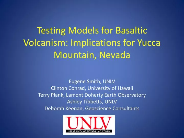 testing models for basaltic volcanism implications for yucca mountain nevada