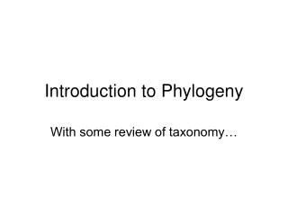 Introduction to Phylogeny