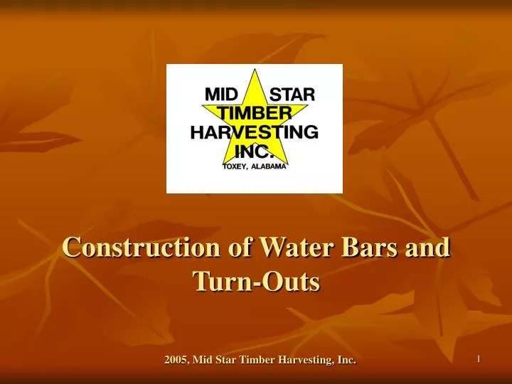 construction of water bars and turn outs