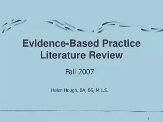 Evidence-Based Practice Literature Review