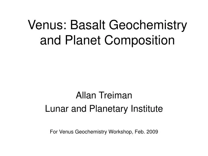 venus basalt geochemistry and planet composition