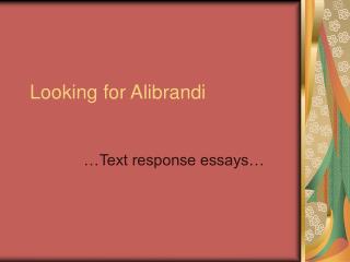 Looking for Alibrandi