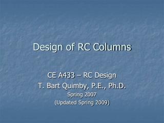 Design of RC Columns