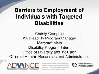 Barriers to Employment of Individuals with Targeted Disabilities