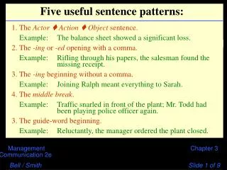 Five useful sentence patterns: