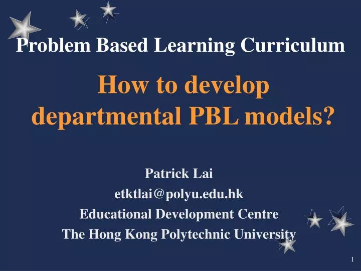 how to develop departmental pbl models